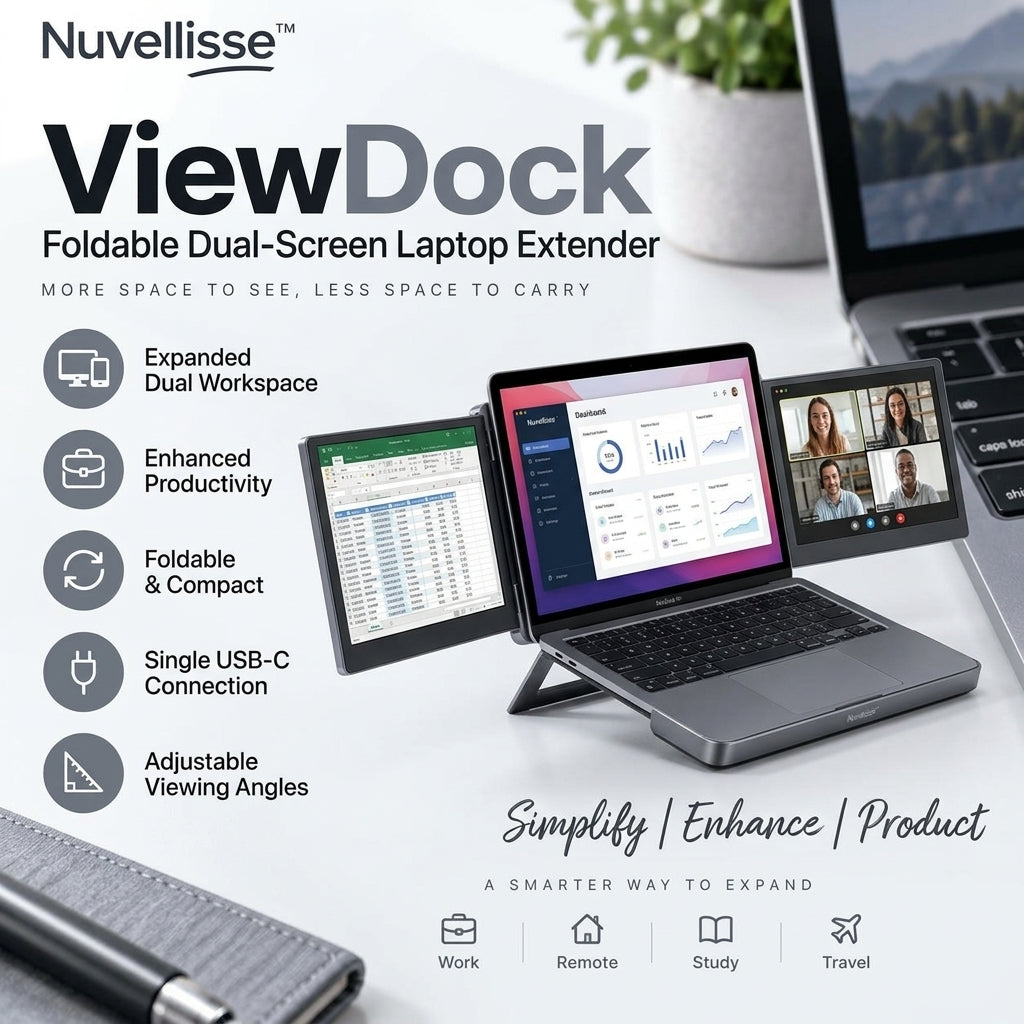 Nuvellisse™ ViewDock Foldable Dual-Screen Laptop Extender